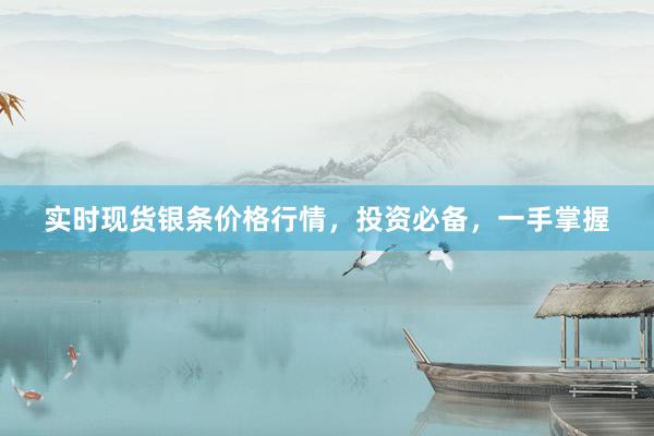 实时现货银条价格行情，投资必备，一手掌握